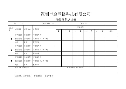 电批电源点检表