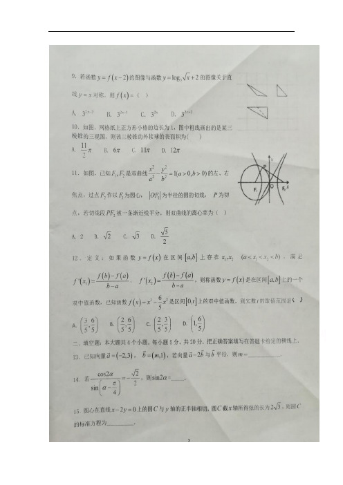 山东省淄博市实验中学2018届高三4月教学诊断考试数学(文)试题