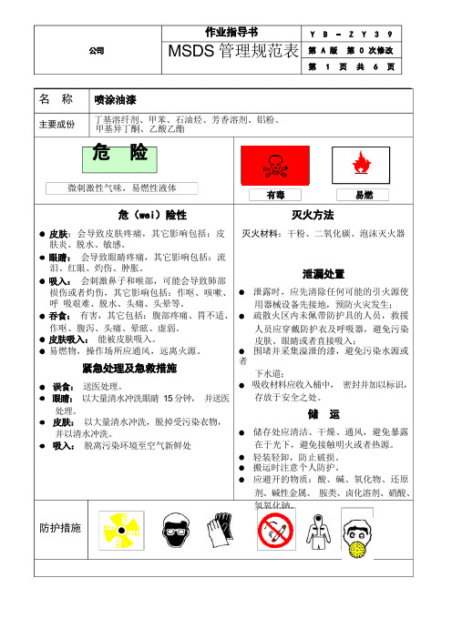 MSDS管理规范表