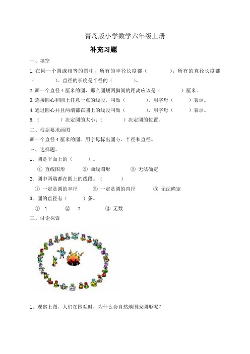小学数学六年级上册《圆》信息窗1补充习题