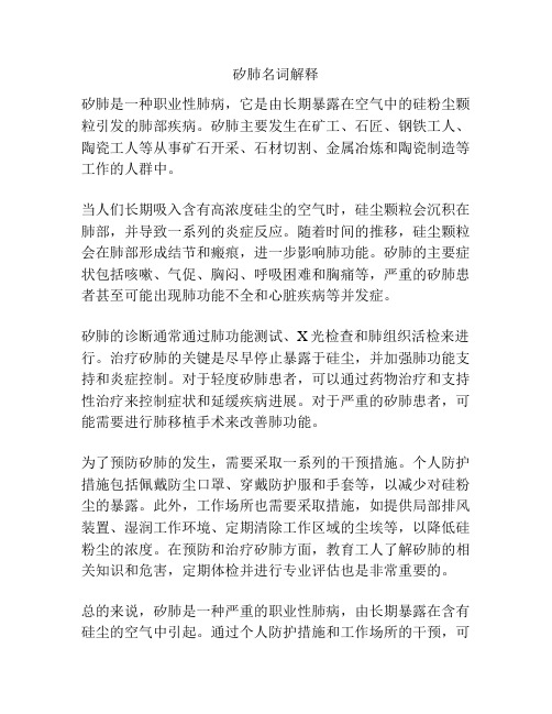 矽肺名词解释