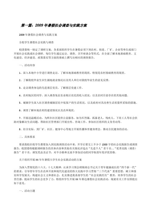 2009年暑假社会调查与实践方案[修改版]