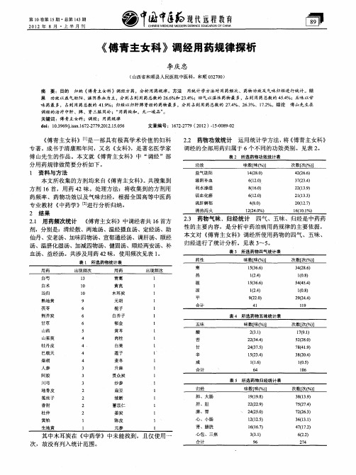 《傅青主女科》调经用药规律探析