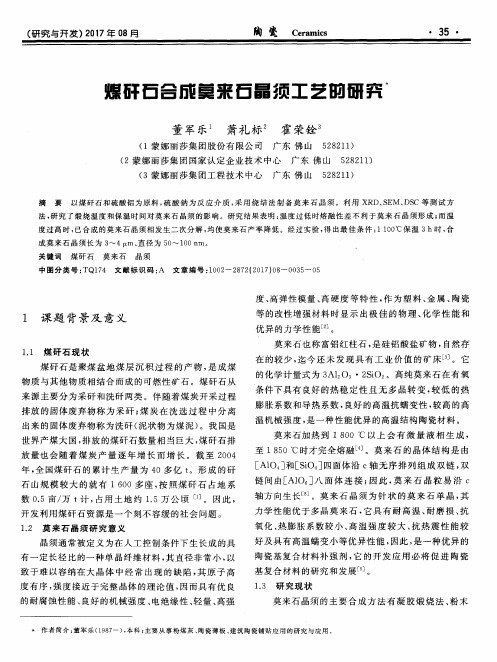 煤矸石合成莫来石晶须工艺的研究