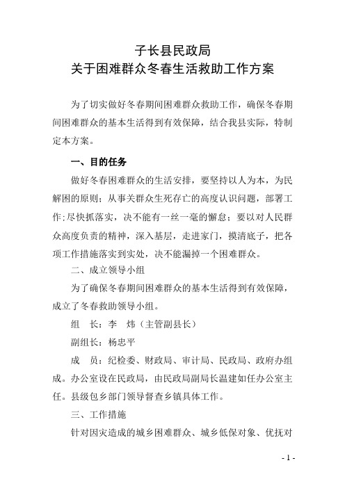 2010年冬春救助方案