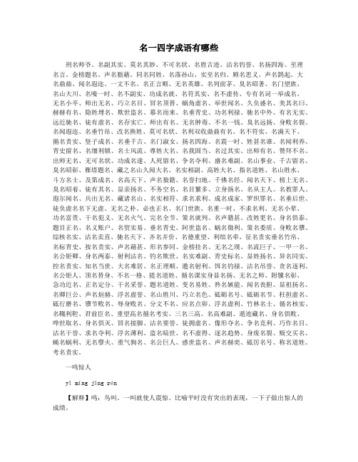 名一四字成语有哪些