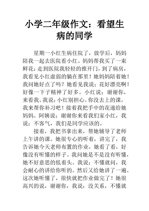 小学二年级作文：看望生病的同学