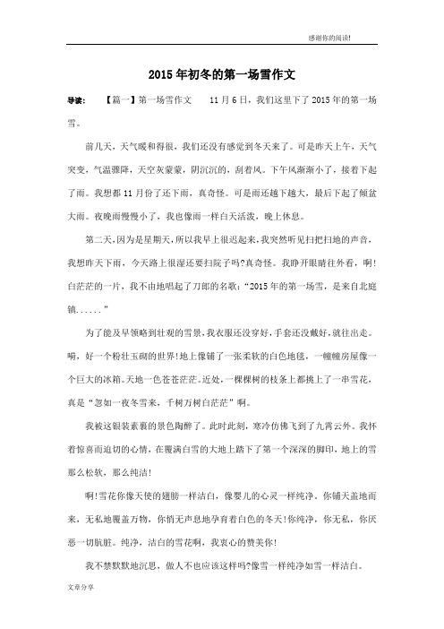 2015年初冬的第一场雪作文