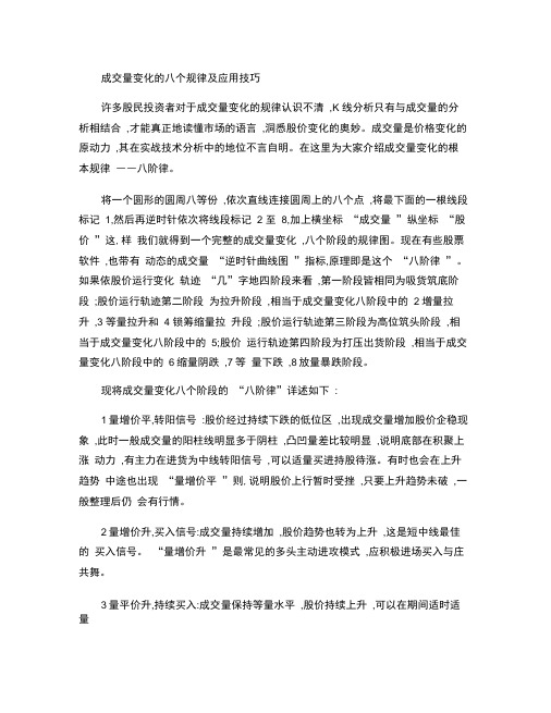 成交量变化的八个规律及应用技巧.