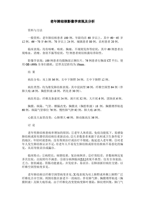 老年肺结核影像学表现及分析