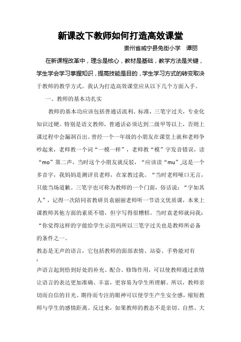 新课改下教师如何打造高效课堂