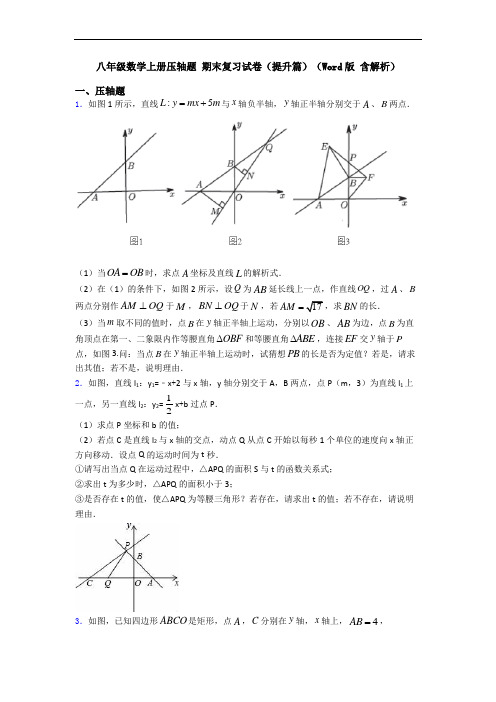 八年级数学上册压轴题 期末复习试卷(提升篇)(Word版 含解析)