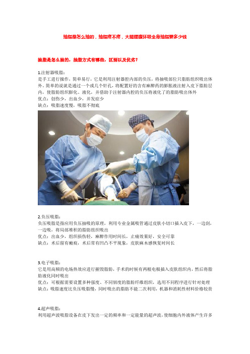 抽脂是怎么抽的,抽脂疼不疼,大腿腰腹环吸全身抽脂要多少钱