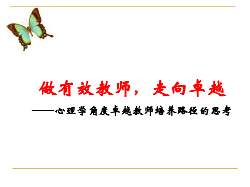 走向卓越——心理学角度卓越教师培养路径的思考
