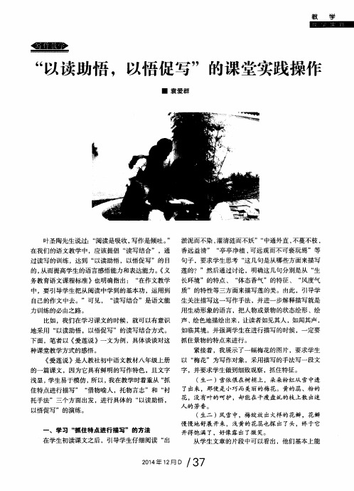 “以读助悟,以悟促写”的课堂实践操作