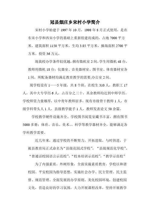 冠县烟庄乡宋村小学简介