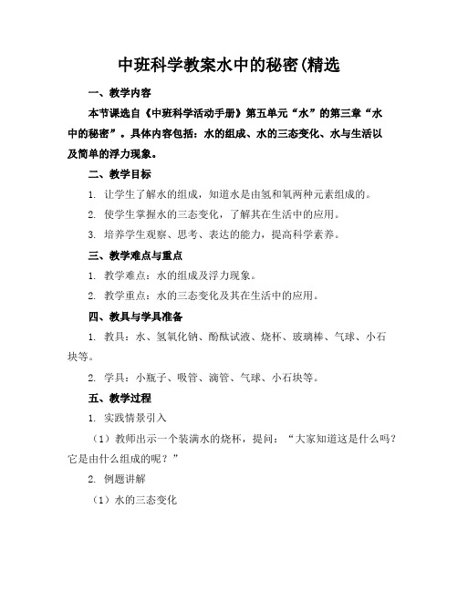 中班科学教案水中的秘密(精选