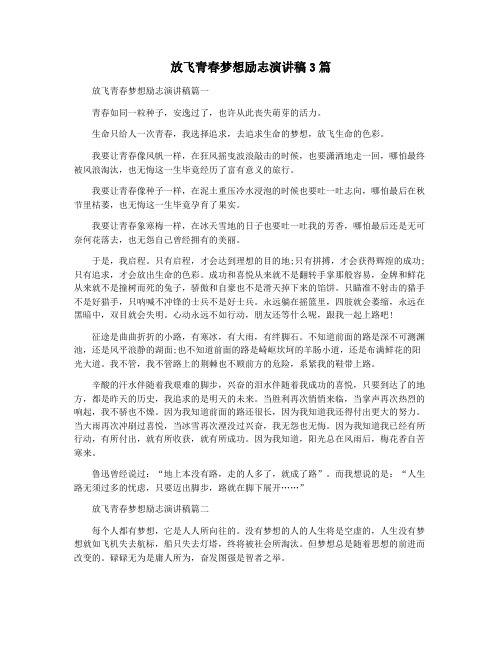 放飞青春梦想励志演讲稿3篇