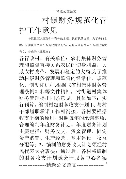 村镇财务规范化管控工作意见_0