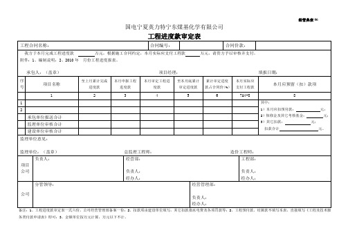 工程进度款审定表