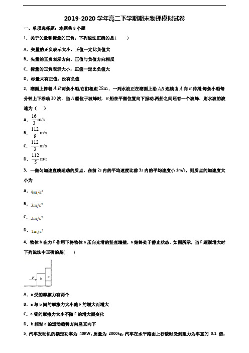 沈阳市名校2019-2020学年高二下学期期末2份物理联考试题