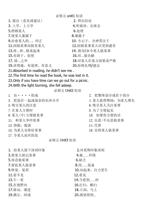 必修五unit1-3词汇复习