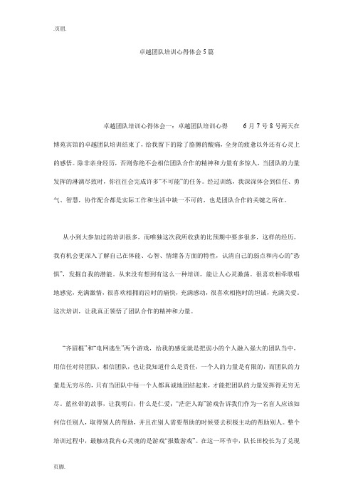 卓越团队培训心得体会5篇