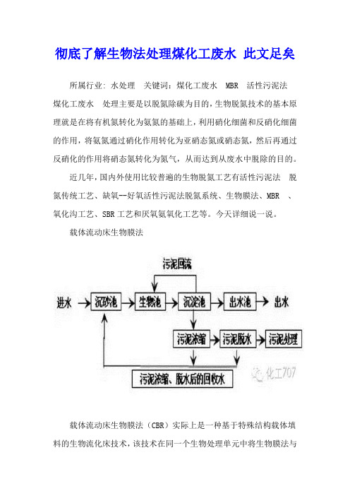 彻底了解生物法处理煤化工废水 此文足矣