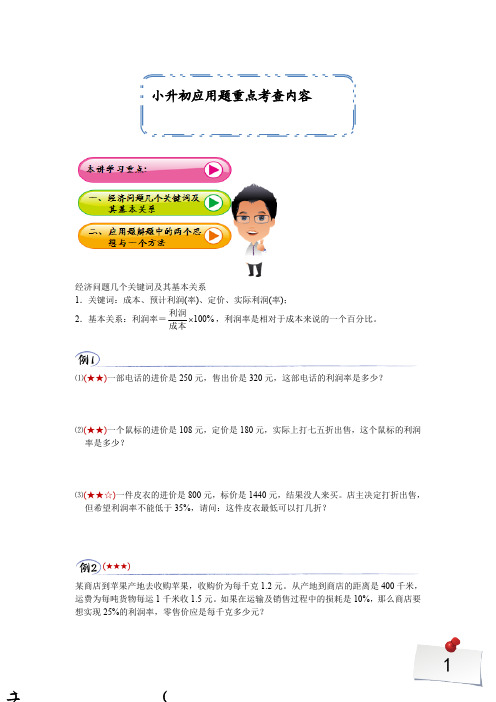 小升初应用题重点考查内容————经济利润问题