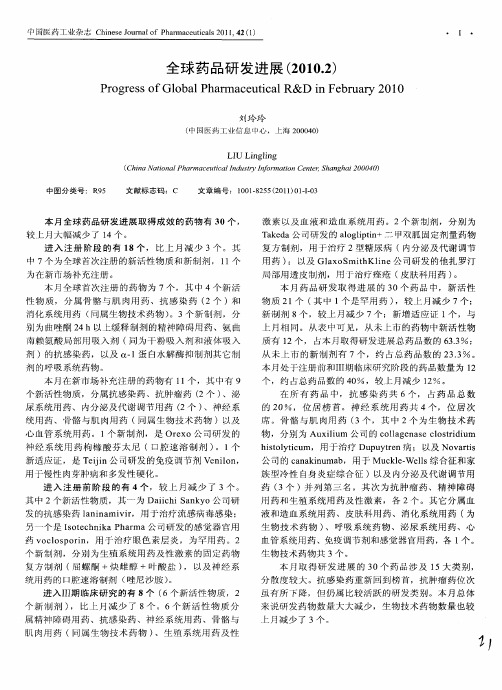 全球药品研发进展(2010.2)