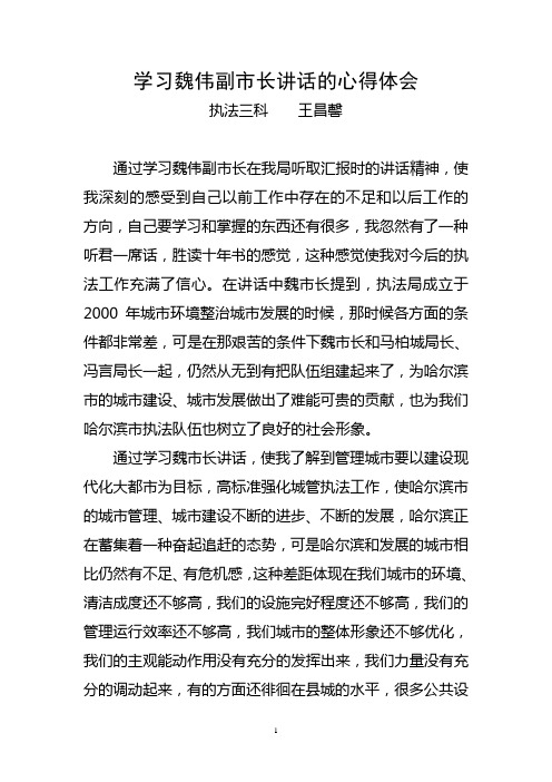 魏市长讲话心得
