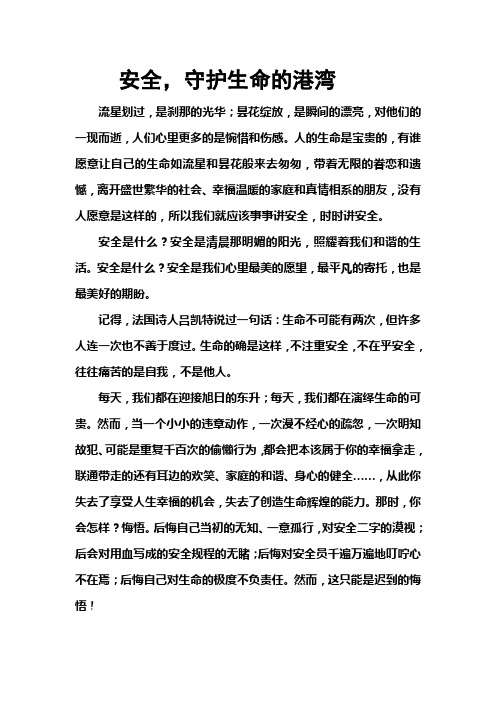 安全,守护生命的港湾