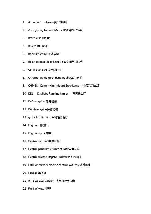 汽车专业英文用语-小结