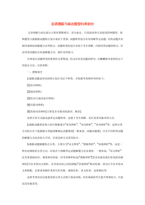 言语理解与表达题型归类划分