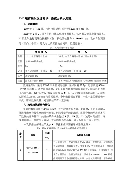 TSP超前预报现场测试、数据分析及结论