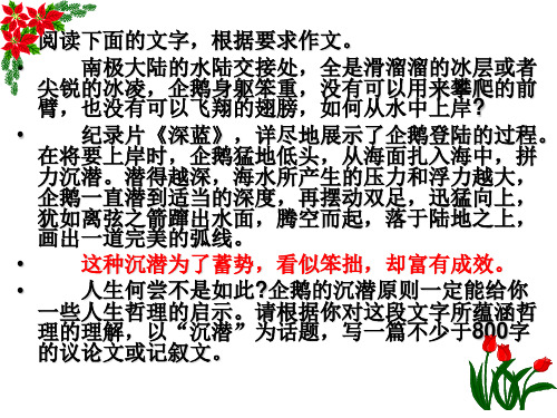 沉潜与成功  作文讲评