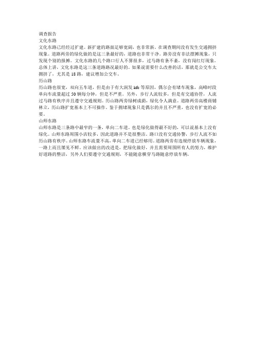 济南道路调研社会实践宣传稿调研报告