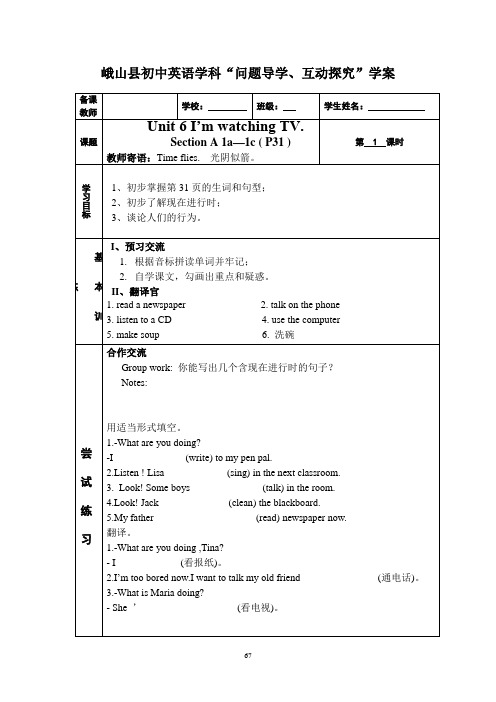 七年级下go for it unit6导学案(新教材 超实用)