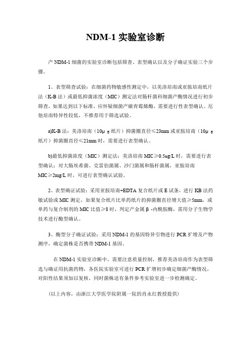 超级细菌(NDM-1)的实验室诊断