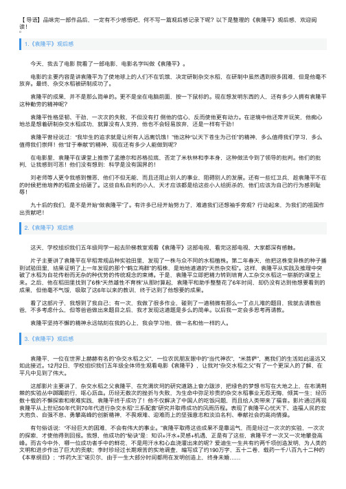 《袁隆平》观后感5篇