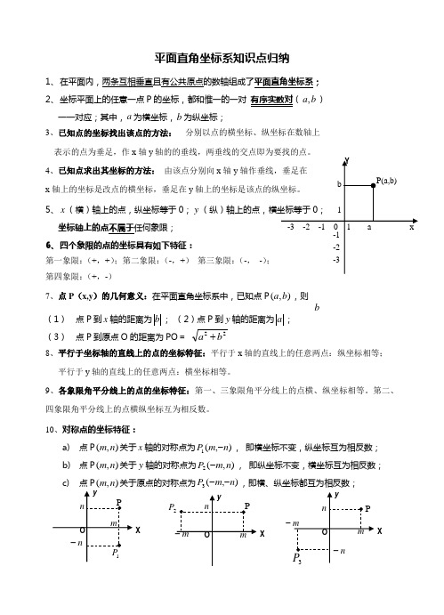 平面直角坐标系知识点归纳