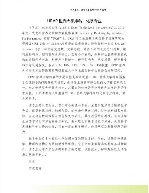 URAP世界大学排名：化学专业.doc