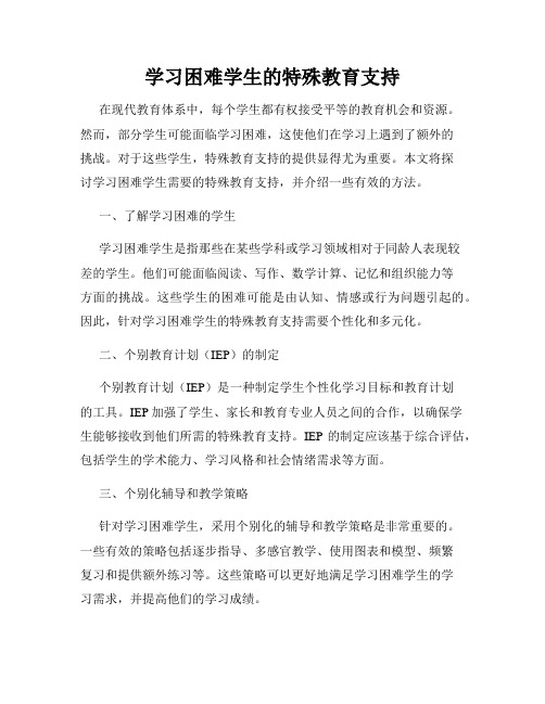 学习困难学生的特殊教育支持