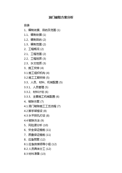 洞门破除方案分析