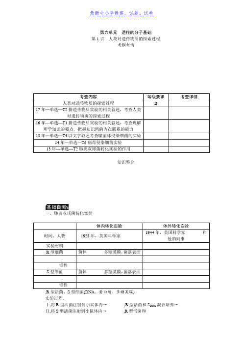 高考生物(苏)一轮总复习教师用书：第6单元 第1讲人类对遗传物质的探索过程