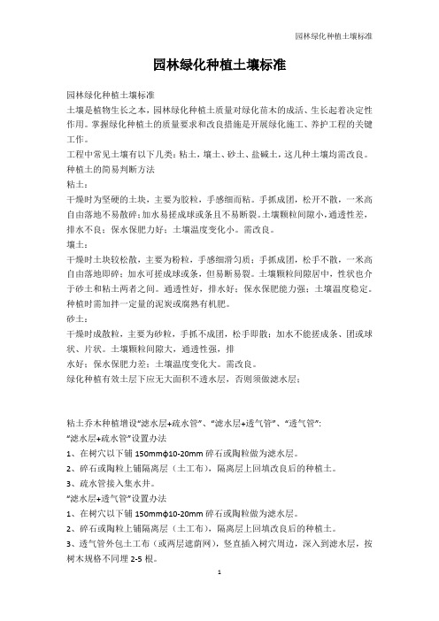 林学-园林绿化种植土壤标准