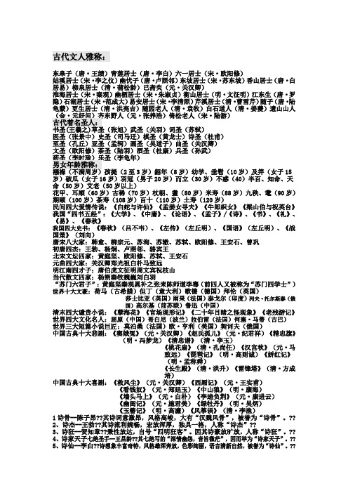 古代文人雅称