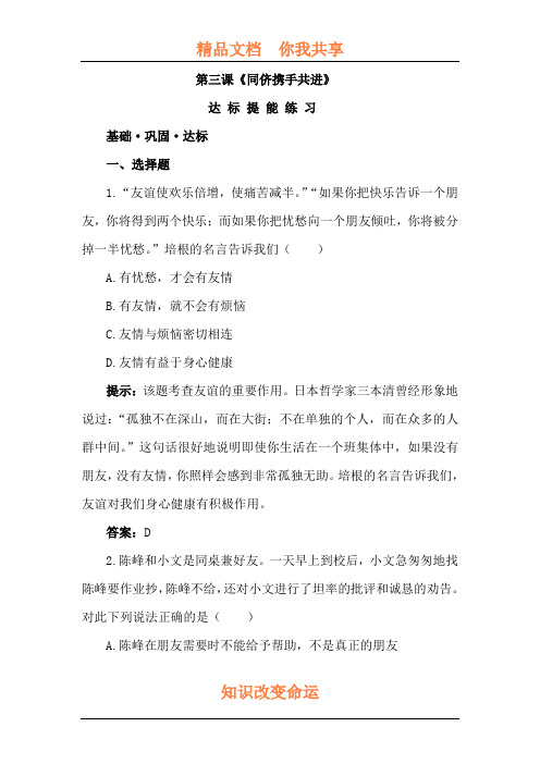 同侪携手共进达标训练题
