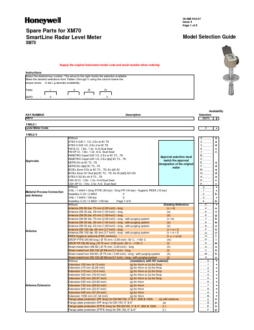 SmartLine 雷达级сла薄米度计器选择指引说明书