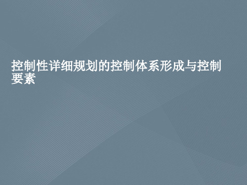 控制性详细规划的控制体系形成与控制要素